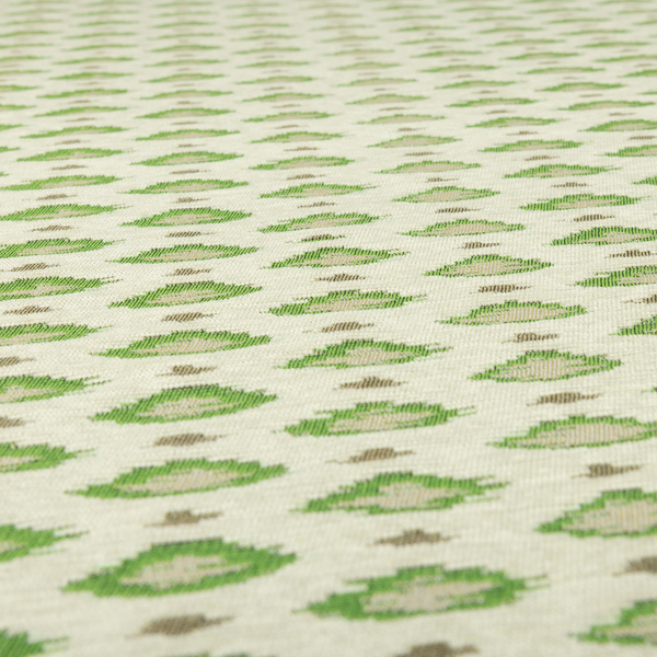 Ikat Small Motif Design Lime Green Colour Woven Jacquard Upholstery Fabrics 220323-42