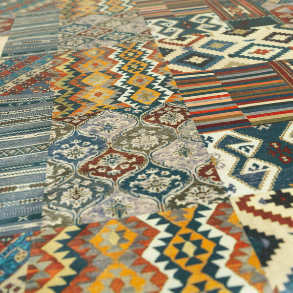 Printed Velvet Fabric Tribal Old Aztec Theme Patchwork Pattern Upholstery Fabric 220323-43