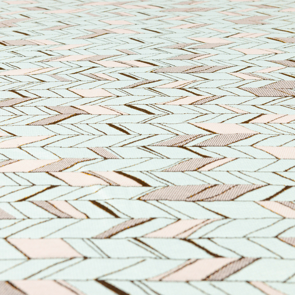 Modern Geometric Stripe Pattern White Pink Colour Chenille Upholstery Fabric 220323-44