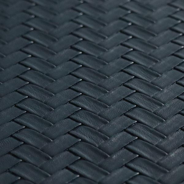 Rimini Faux Leather Basket Weave Effect In Dark Blue Colour Upholstery Fabric CTR-1850