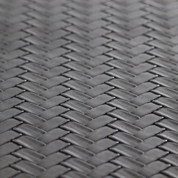 Rimini Faux Leather Basket Weave Effect In Charcoal Grey Colour Upholstery Fabric CTR-1851