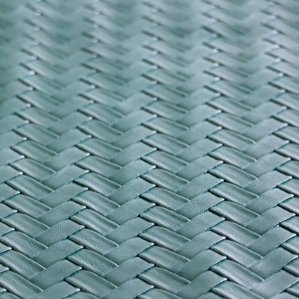 Rimini Faux Leather Basket Weave Effect In Forest Green Colour Upholstery Fabric CTR-1858