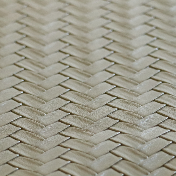 Rimini Faux Leather Basket Weave Effect In Beige Colour Upholstery Fabric CTR-1859