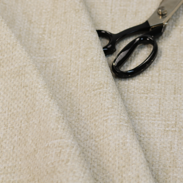 Parson Soft Velour Printed Weave Effect Upholstery Fabric Cream Colour CTR-2325