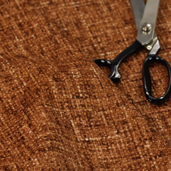 Parson Soft Velour Printed Weave Effect Upholstery Fabric Orange Colour CTR-2362