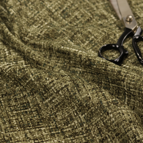 Parson Soft Velour Printed Weave Effect Upholstery Fabric Moss Green Colour CTR-2427 - Roman Blinds