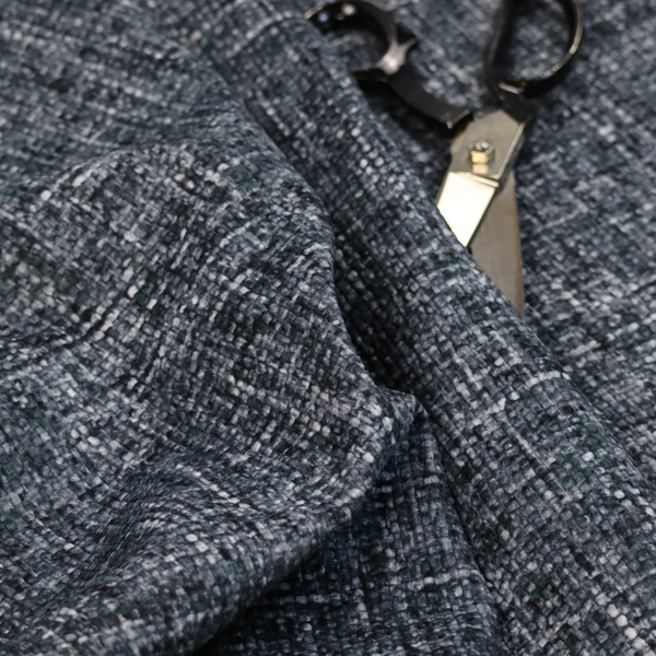 Parson Soft Velour Printed Weave Effect Upholstery Fabric Navy Blue Colour CTR-2429 - Roman Blinds