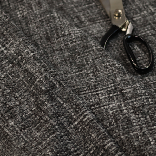 Parson Soft Velour Printed Weave Effect Upholstery Fabric Dark Grey Colour CTR-2448 - Roman Blinds