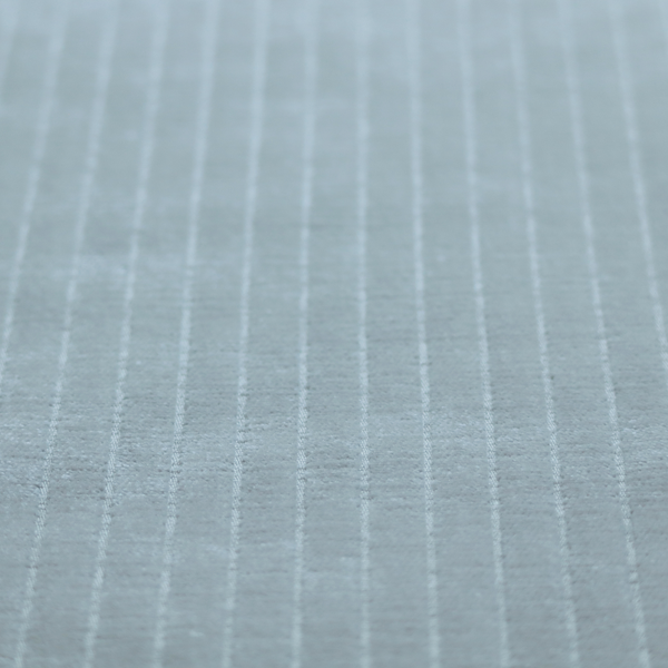 Kendal Soft Plain Chenille Stripe In Chalk White Colour Upholstery Fabric CTR-2912