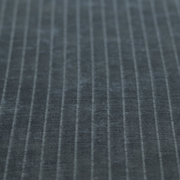 Kendal Soft Plain Chenille Stripe In Charcoal Grey Colour Upholstery Fabric CTR-2916