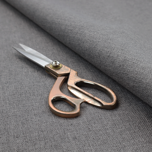 a graphite grey woven fabric with a dense, multi-tonal heathered texture.