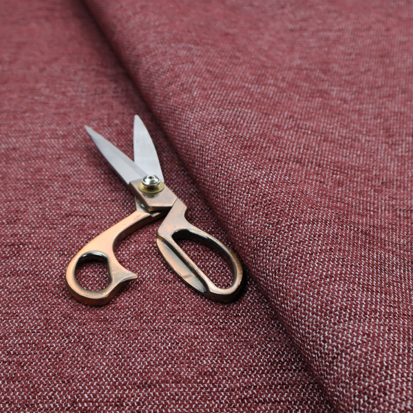 A rich burgundy red woven fabric with a fine, heathered texture.