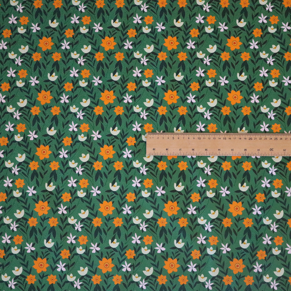 Green Garden Bloom Retro Floral Pattern Upholstery Fabric DP-02