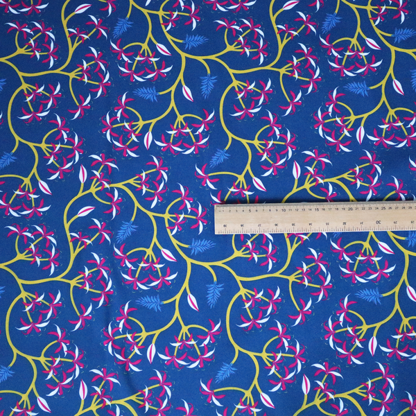 Intertwining Yellow Vine and Red Flower Print Upholstery Fabric DP-03 - Handmade Cushions