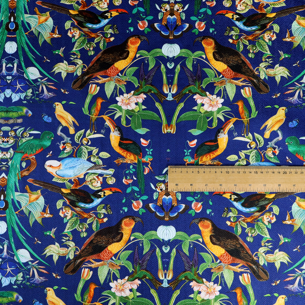 Jewel-Toned Exotic Birds and Tropical Floral Upholstery Fabric DP-06 - Handmade Cushions