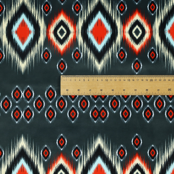 A bold, high-contrast Ikat textile pattern with a modern tribal aesthetic.