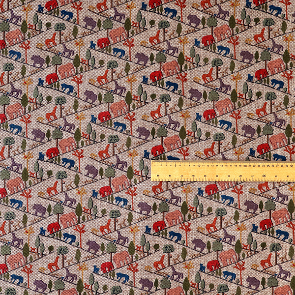 Mini Safari Trail Pattern Woven Upholstery Fabric DP-53 - Roman Blinds