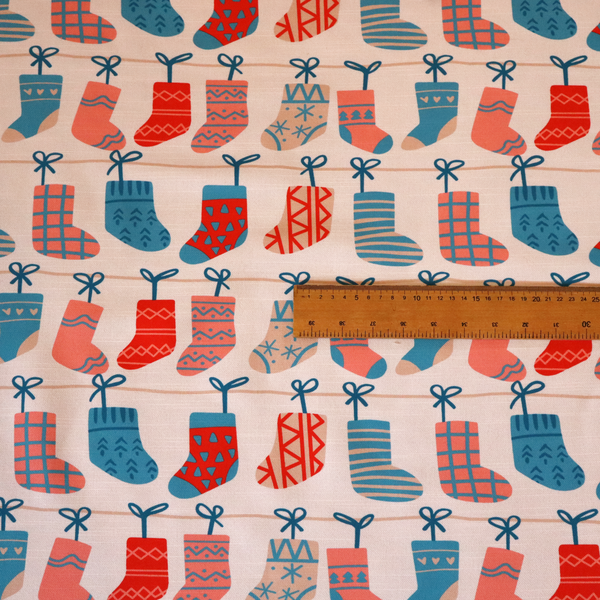 Scandi Knit Stocking Line Christmas Print Upholstery Fabric DP-70 - Roman Blinds