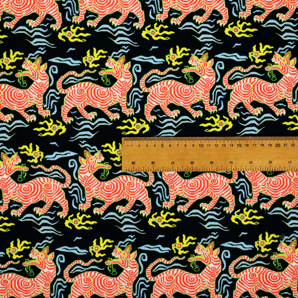Midnight Coral Celestial Tiger Upholstery Fabric DP-76 - Roman Blinds