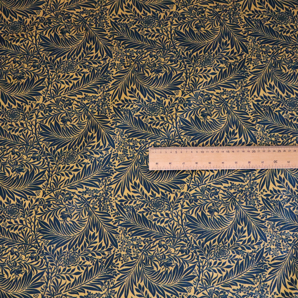 Prussian Blue Floral Damask Print Upholstery Fabric DP-91 - Made To Measure Curtains