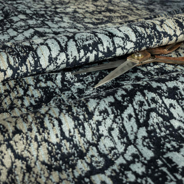 Scale Pattern Blue Grey Colour Velvet Textured Upholstery Fabric JO-1110 - Roman Blinds