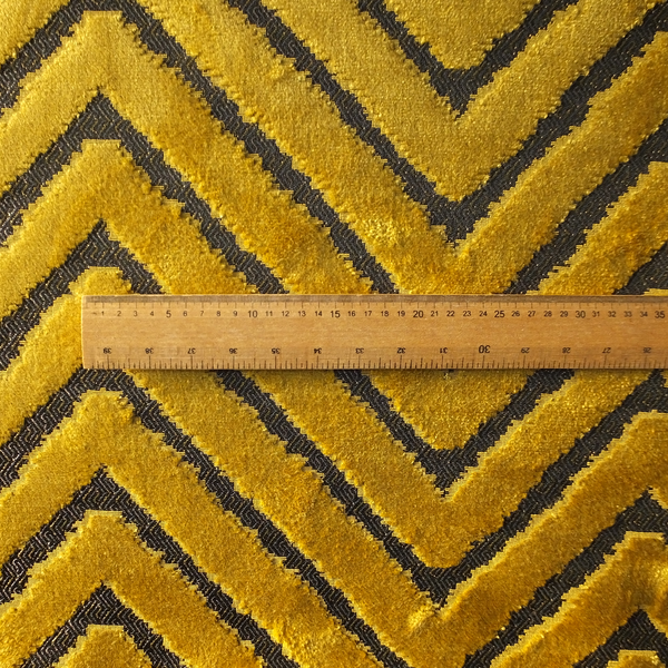 Golden Yellow Colour Chevron Pattern Furnishing Velvet Upholstery Fabric JO-464