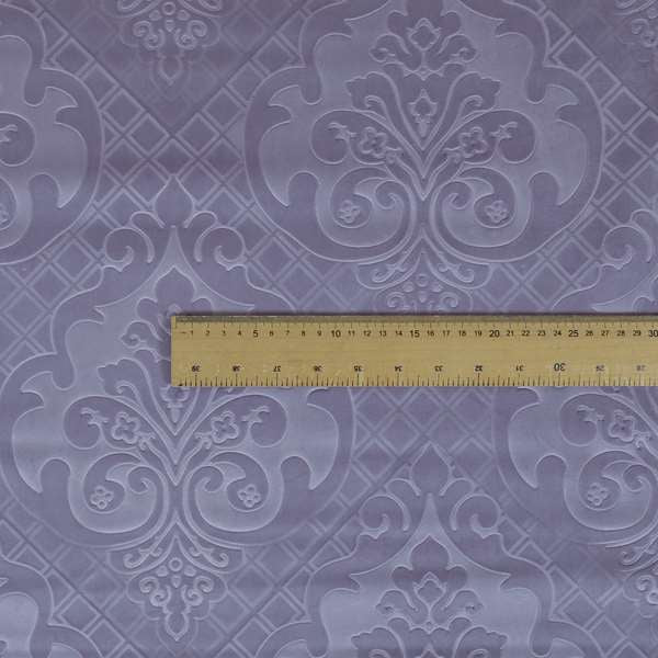 Alvaro Velveteen Embossed Damask Pattern Upholstery Curtains Fabric In Lilac Purple Velvet Colour - Made To Measure Curtains