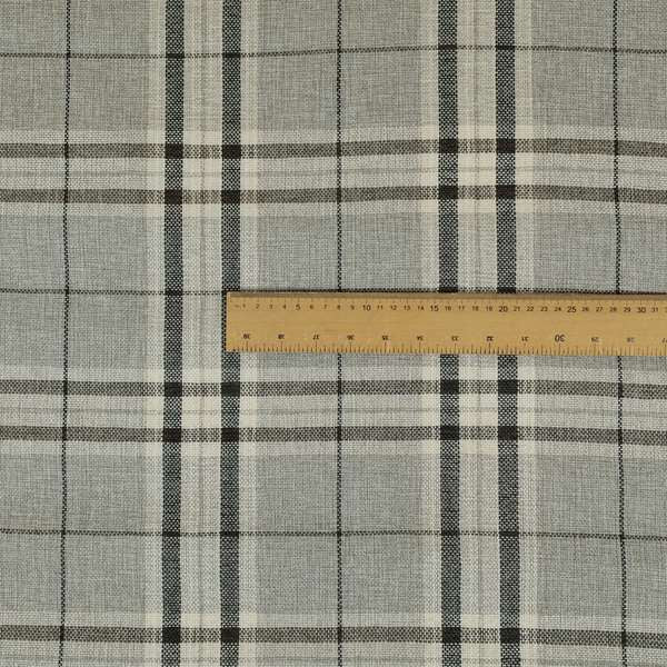 Barlow Tweed Textured Check Tartan Silver Grey Furnishing Upholstery Fabric - Roman Blinds
