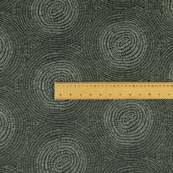 Fenton Circular Pattern In Black Colour Furnishing Upholstery Fabric CTR-1081