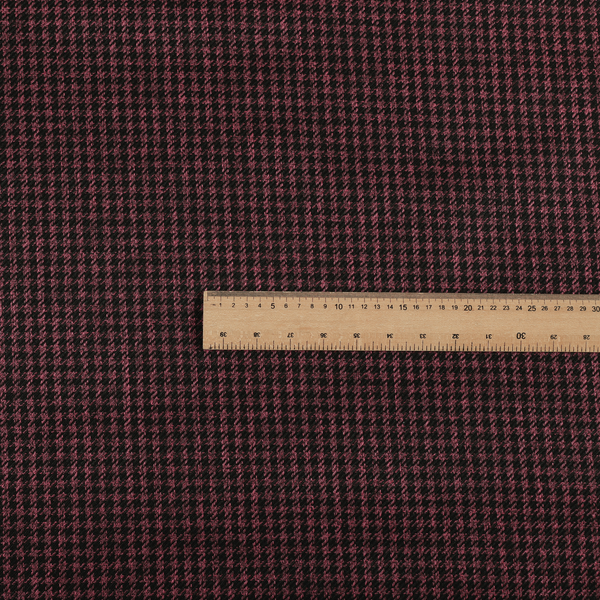Berwick Houndstooth Pattern Jacquard Flat Weave Burgundy Colour Upholstery Furnishing Fabric CTR-1145