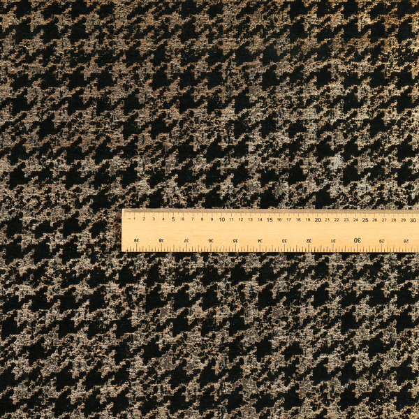 Kimberley Houndstooth Pattern Soft Chenille Upholstery Fabric In Black Colour CTR-1177