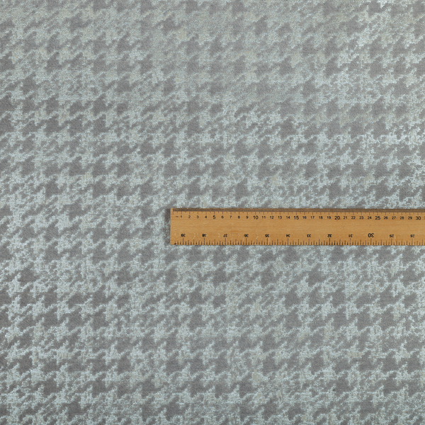 Kimberley Houndstooth Pattern Soft Chenille Upholstery Fabric In Silver Colour CTR-1181 - Handmade Cushions