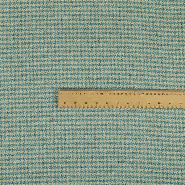 Bainbridge Woven Hounds Dogs Tooth Pattern In Blue Beige Colour Upholstery Fabric CTR-12 - Roman Blinds