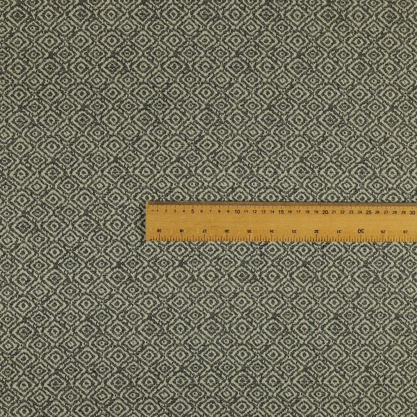 Sahara Geometric Pattern Chenille Material In Black Upholstery Fabric CTR-1213