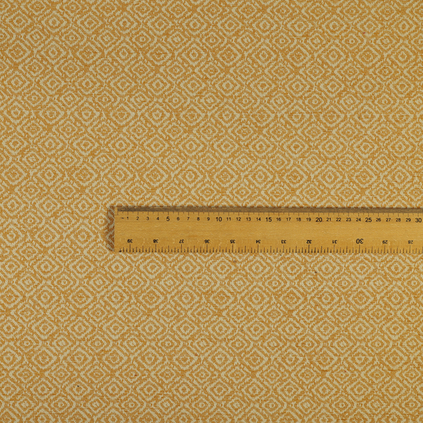 Sahara Geometric Pattern Chenille Material In Yellow Upholstery Fabric CTR-1218 - Roman Blinds