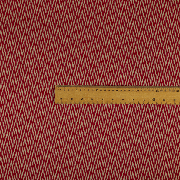 Otara Stripe Pattern Chenille Material In Red Upholstery Fabric CTR-1228 - Roman Blinds