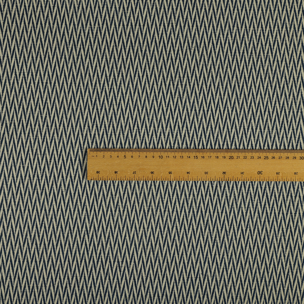 Otara Stripe Pattern Chenille Material In Navy Blue Upholstery Fabric CTR-1230