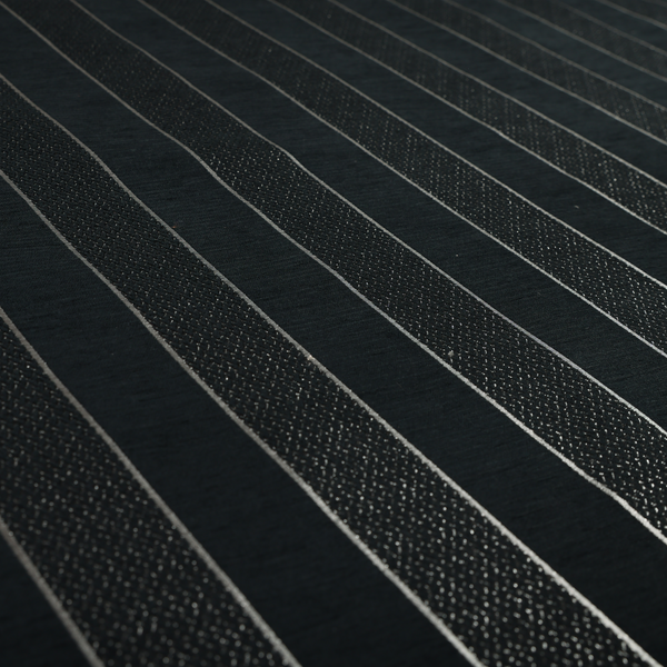 Ayon Stripe Pattern Black Silver Coloured With Shine Furnishing Fabric CTR-1286 - Handmade Cushions