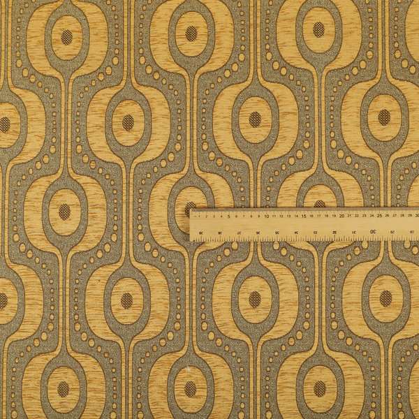 Apocalypse Geometric Pattern Fabric In Gold Colour Upholstery Fabric CTR-145 - Handmade Cushions