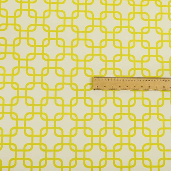 Freedom Printed Velvet Fabric Collection Yellow Maze Geometric Pattern Upholstery Fabric CTR-167 - Made To Measure Curtains