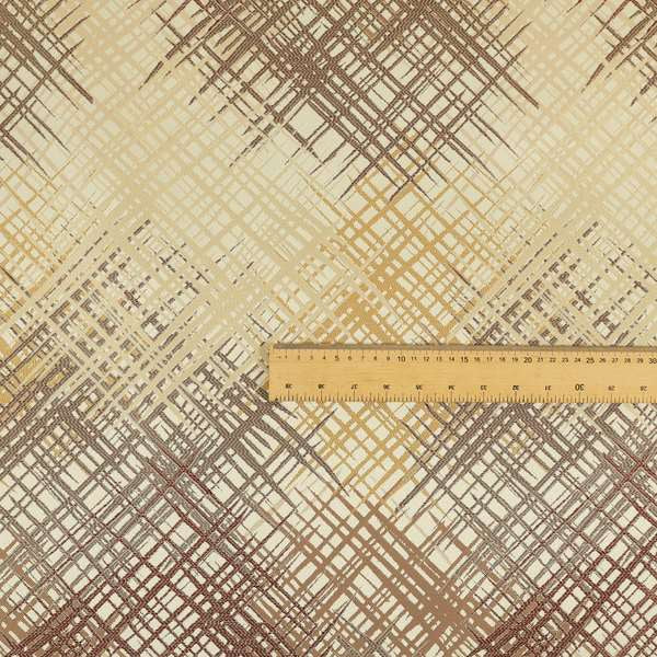 Milano Collection Cream Brown Colours In Abstract Pattern Chenille Furnishing Fabric CTR-173