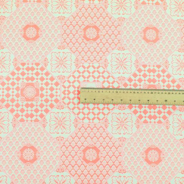 Zenith Collection In Smooth Chenille Finish Bright Fuschia Pink Colour Patchwork Pattern Upholstery Fabric CTR-209