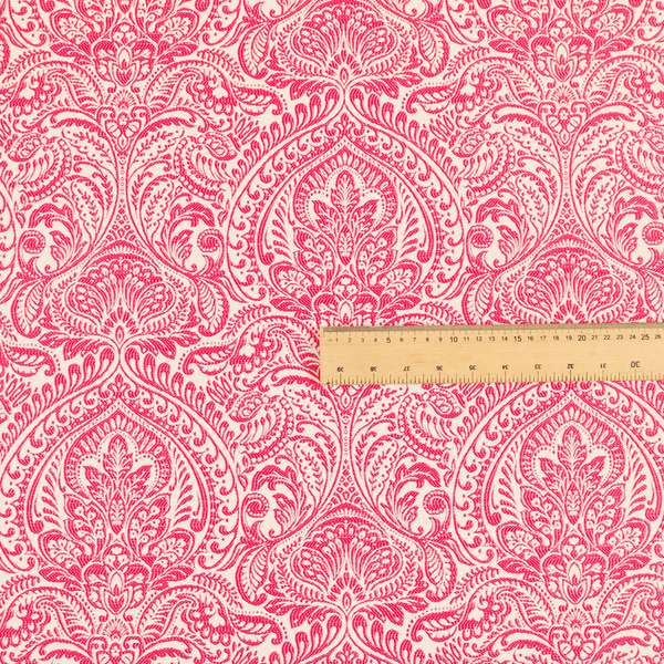 Zenith Collection In Smooth Chenille Finish Raspberry Pink Colour Damask Pattern Upholstery Fabric CTR-215 - Made To Measure Curtains
