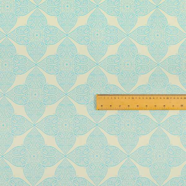 Zenith Collection In Smooth Chenille Finish Blue Colour Medallion Pattern Upholstery Fabric CTR-221 - Handmade Cushions