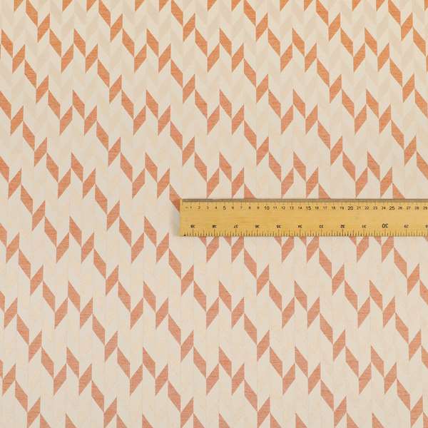 Zenith Collection In Smooth Chenille Finish Orange Colour Geometric Pattern Upholstery Fabric CTR-232 - Made To Measure Curtains