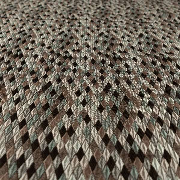 Morelia Mosaic Pattern Quilted Black Brown Upholstery Fabric CTR-2411 - Handmade Cushions