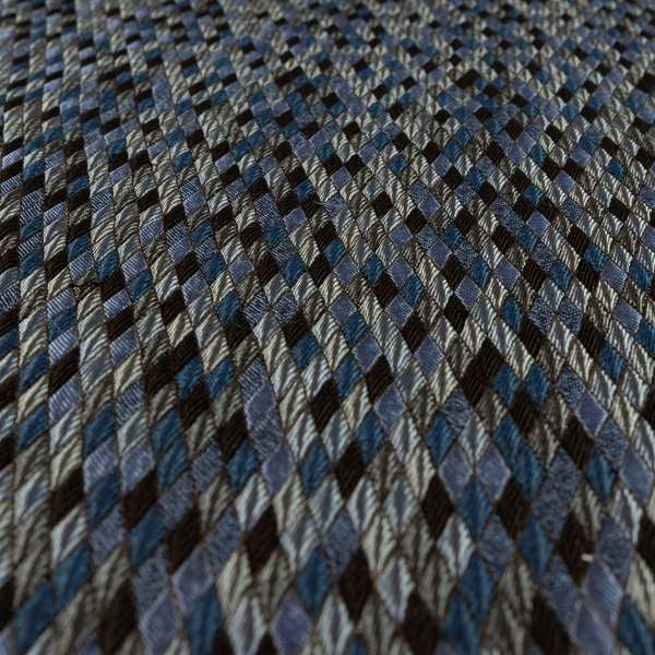 Morelia Mosaic Pattern Quilted Blue Black Upholstery Fabric CTR-2413 - Roman Blinds