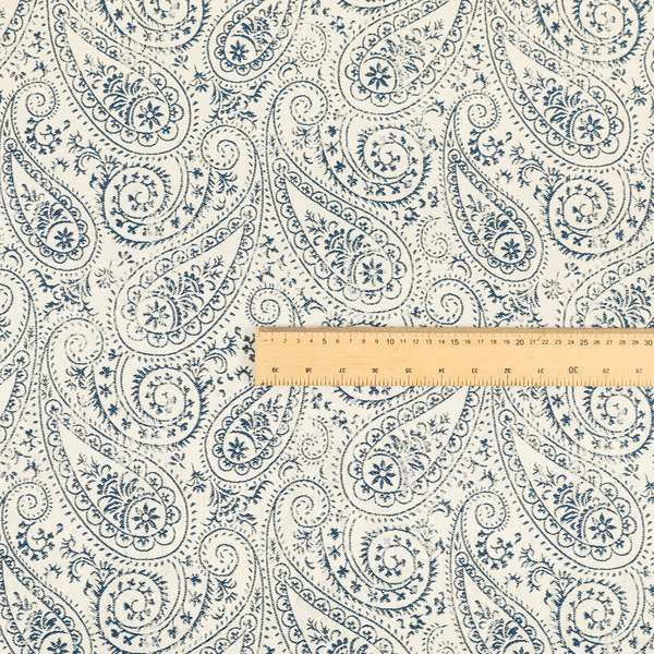 Istanbul Range Of Faint Paisley Pattern In Blue Colour Furnishing Fabric CTR-243 - Made To Measure Curtains