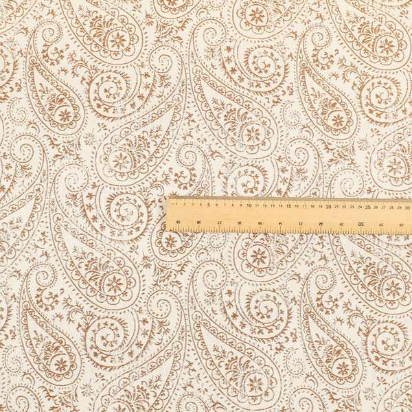 Istanbul Range Of Faint Paisley Pattern In Orange Colour Furnishing Fabric CTR-245 - Handmade Cushions