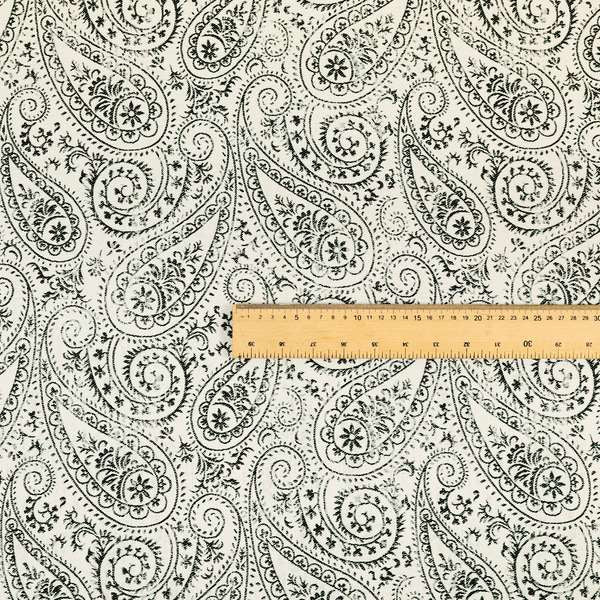 Istanbul Range Of Faint Paisley Pattern In Black Colour Furnishing Fabric CTR-246